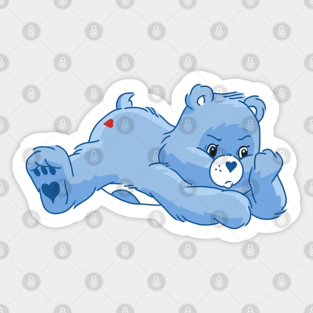 Grumpy bear lying down Sticker by tailspalette